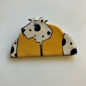 Vintage Ceramic Pin Dog in Life vest "Spot Goes Swimming"